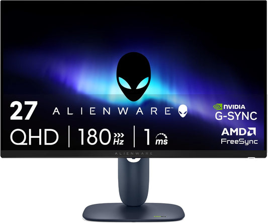 Alienware 27 Gaming Monitor - AW2725DM - 27-inch QHD 180Hz 1ms Display, IPS, NVIDIA G-SYNC, AMD Freesync, VESA AdaptiveSync.
