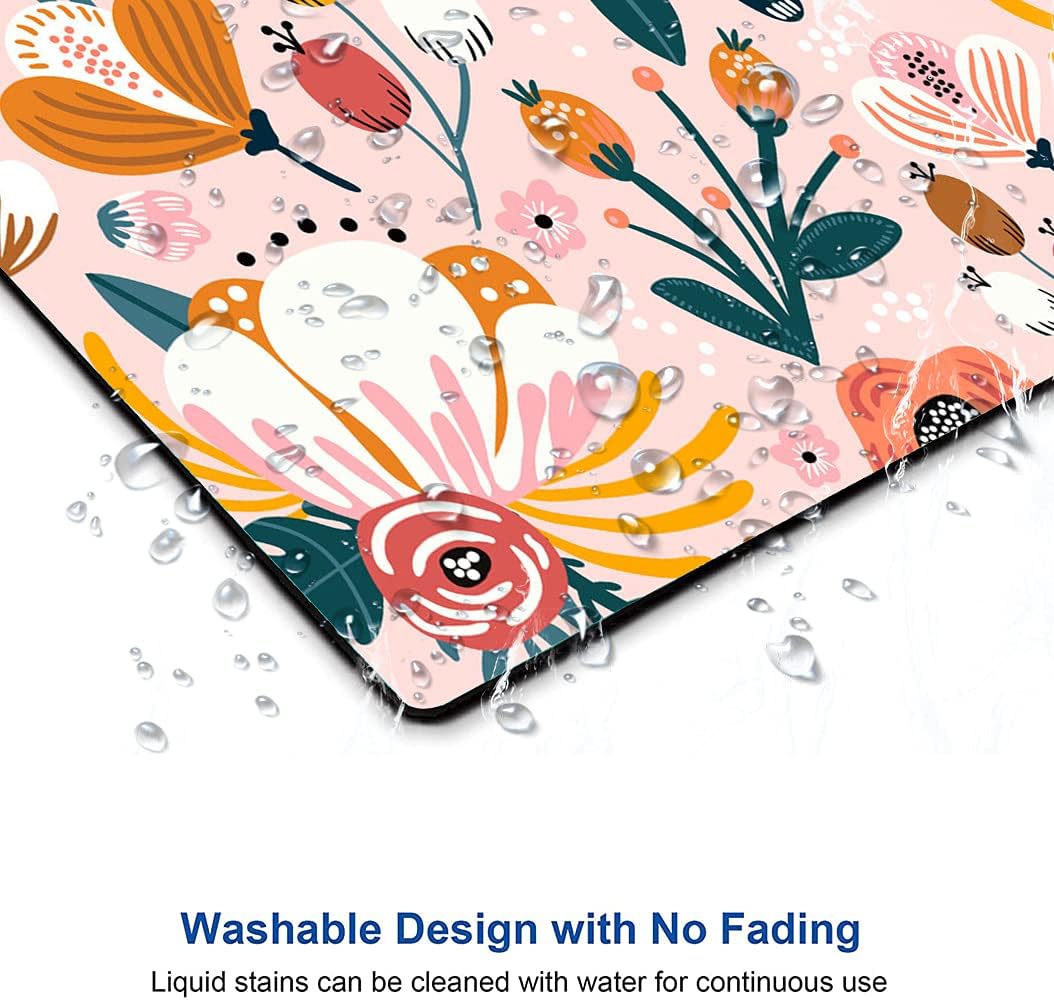 Pink Cute Flower Mouse Pad, Floarl Mouse Pad Custom Design, Square Waterproof Mouse Pad Non-Slip Rubber Base MousePads for Office Laptop, 9.5x7.9x0.12 Inch