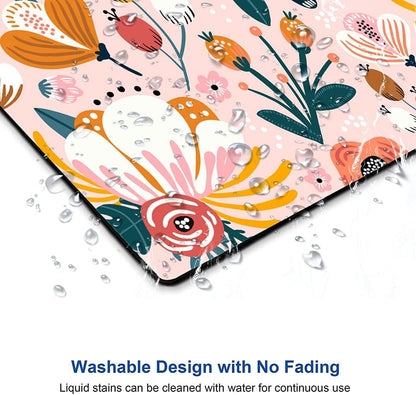 Pink Cute Flower Mouse Pad, Floarl Mouse Pad Custom Design, Square Waterproof Mouse Pad Non-Slip Rubber Base MousePads for Office Laptop, 9.5x7.9x0.12 Inch