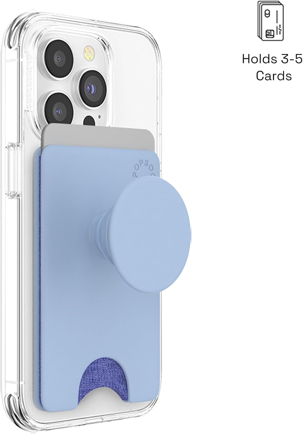 PopSockets Phone Wallet with Expanding Kickstand, Phone Card Holder - Cornflower Blue
