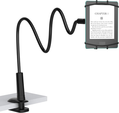 Gooseneck Kindle Holder for Reading in Bed, 360° Adjustable Cell Phone Stand for Desk, Flexible Lazy Arm Mount Clamp,Kindle Paperwhite Stand Accessories,Compatible with 4-8 Inches Device