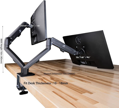 Dell 24" FHD VA (1920x1080) 60Hz Flicker Free Monitor, Anti-Glare Display, 1 x DisplayPort, 1 x VGA, VESA Mount (100x100mm), Home & Business, Black (2025) & ErgoFlexy Dual Monitor Mount(2Pack)