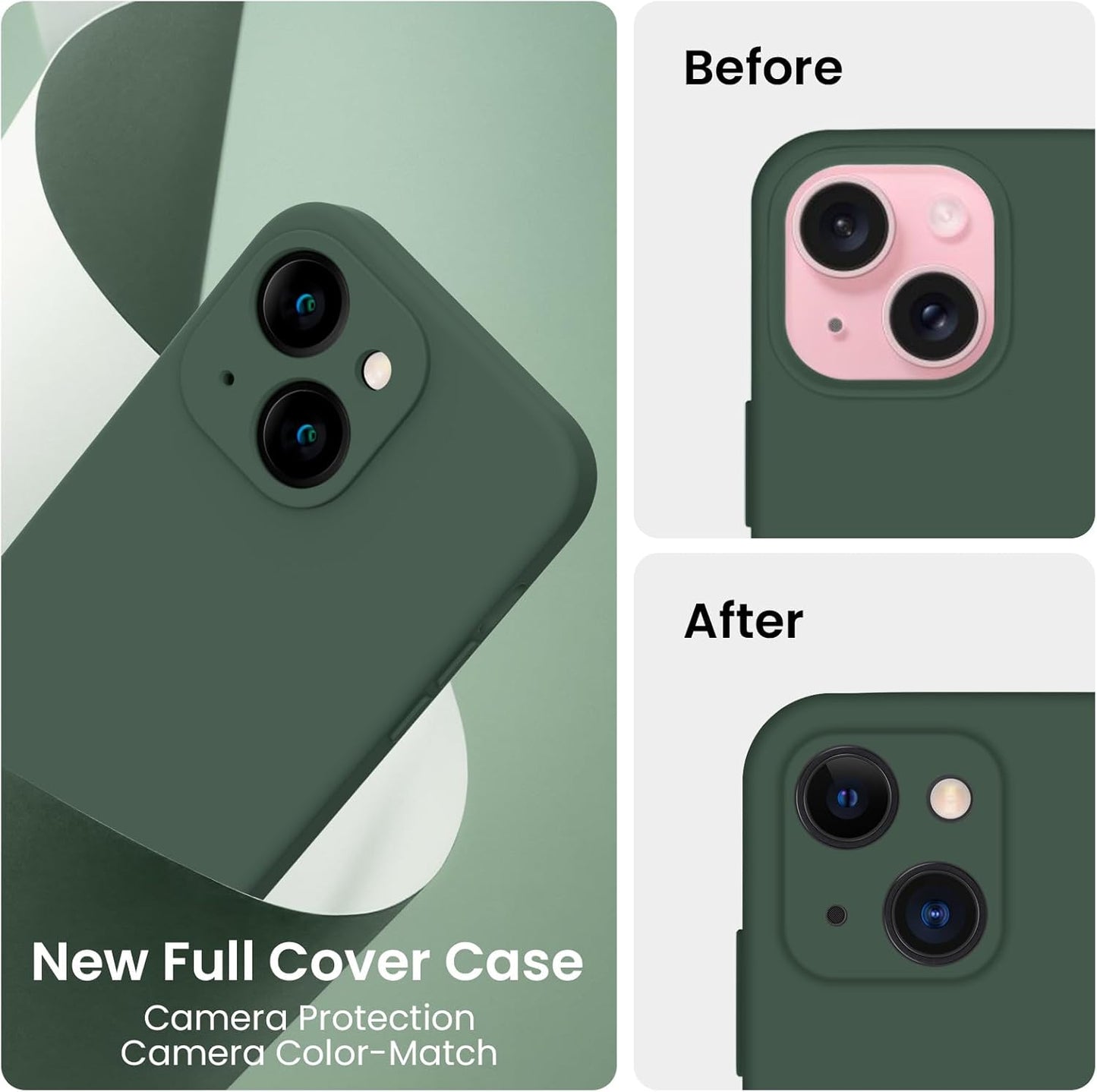 FireNova Designed for 15 Case, Silicone Upgraded [Camera Protection] Phone Case with [2 Screen Protectors], Soft Anti-Scratch Microfiber Lining, 6.1 inch, Alpine Green