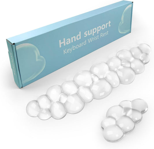 Gel Cloud Keyboard and Mouse Wrist Rest, Cute Wrist Support and Arm Support Keyboard Rest for Keyboard and Mouse Typing Pain Relief，Suitable for Office/Computer/Laptop/Gaming（White）