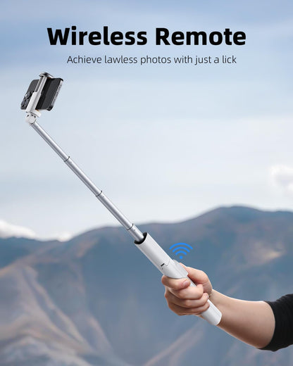 TODI Selfie Stick Tripod for iPhone, 60" Lightweight Phone Tripod Stand with Wireless Remote, Extendable Selfie Stick for Android, All-in-1, Compatible with iPhone/Android (White)