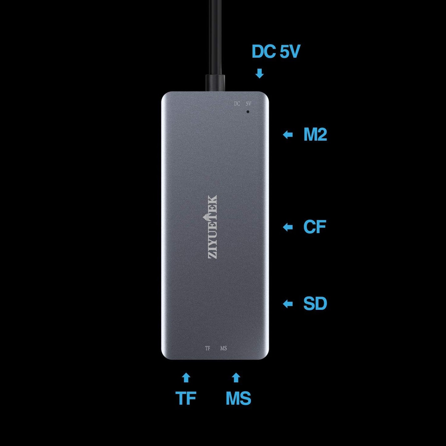 CF Card Reader,USB 3.0 to Compact Flash Memory Card Reader Adapter 5Gbps Read 5 Cards Simultaneously for SDXC, SDHC, SD, Micro SDXC, Micro SD, Micro SDHC, M2, MS, CF and UHS-I Card (Grey)