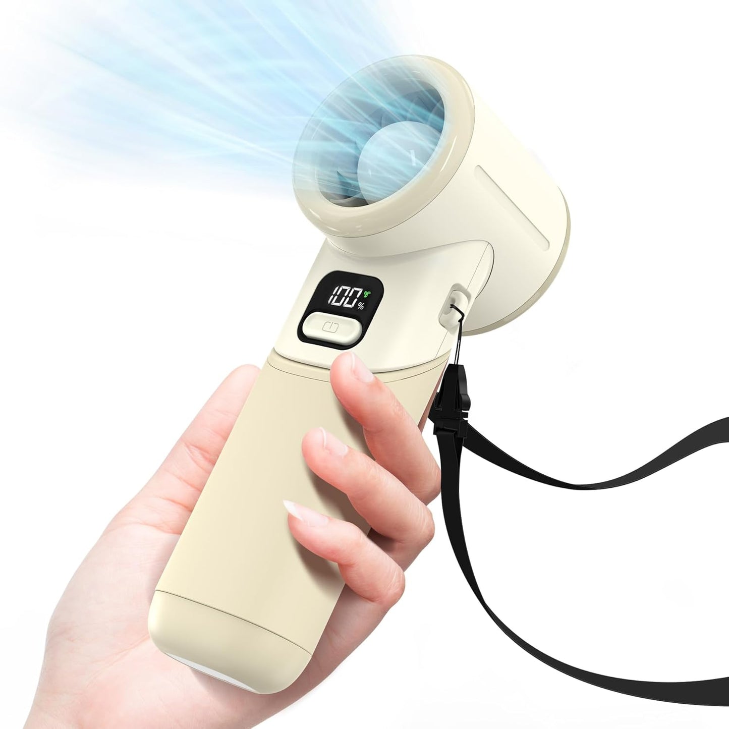 Portable Handheld Turbo Fan, 5000mAh Rechargeable Battery, Max 20Hrs Cooling, 5 Speeds Upto 11000RPM, Rotatable Design,4-IN-1 Personal Pocket Fan with Lanyard for Women Men Travel Beach Makeup Concert