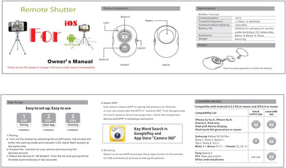 Phone Tripod Mount Adapter with Camera Remote Controller, Cell Phone Holder Clip with Adjustable Clamp Compatible with iPhone, Samsung, HTC, Huawei etc., Include Wrist Strap