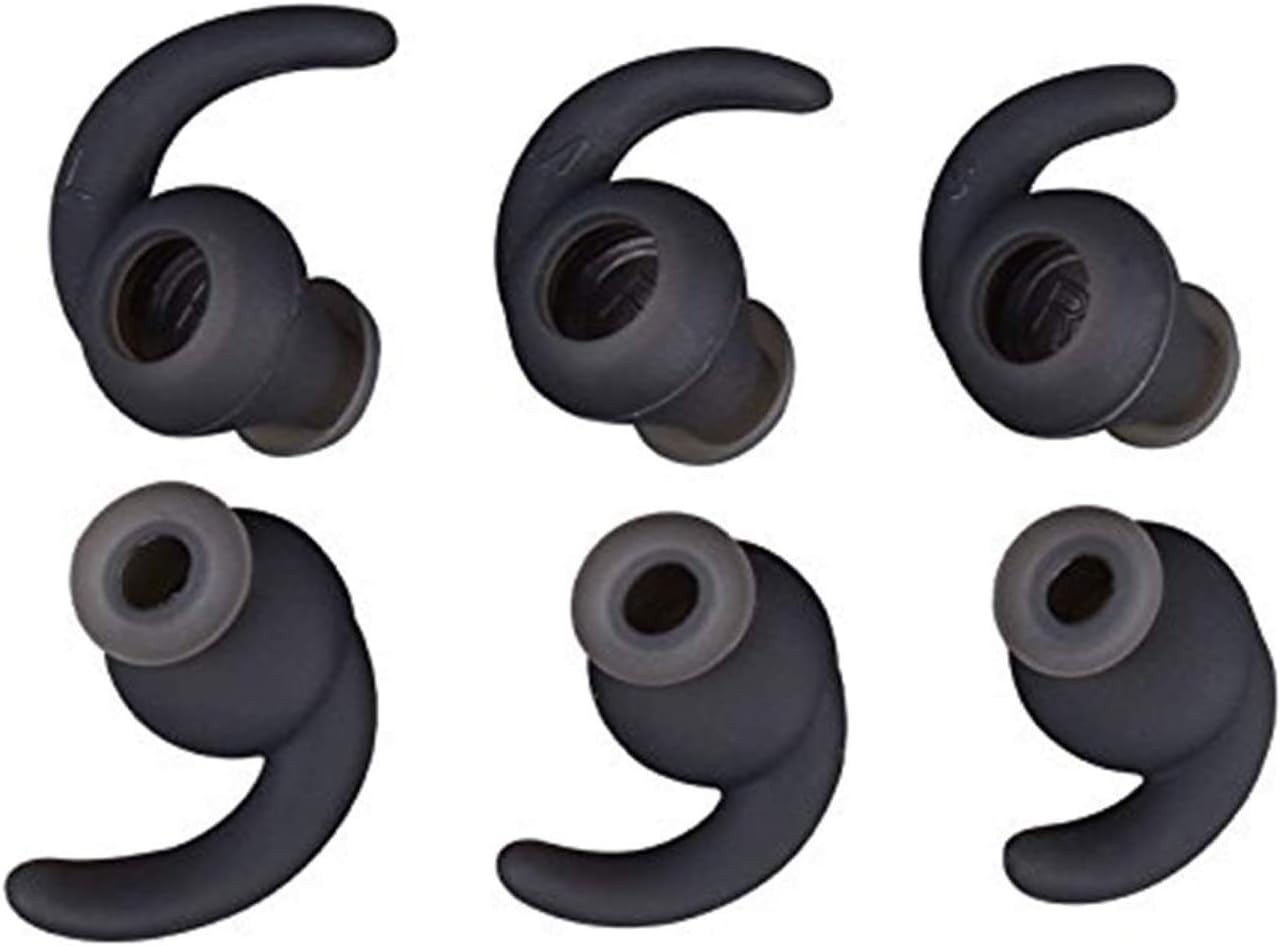 3 Pairs (S/M/L) Replacement Anti-Slip Silicone Eartips Earbuds Ear Tips Buds Eargels Compatible for Synchros Reflect BT Sports Wireless in-Ear Earphones (Black)