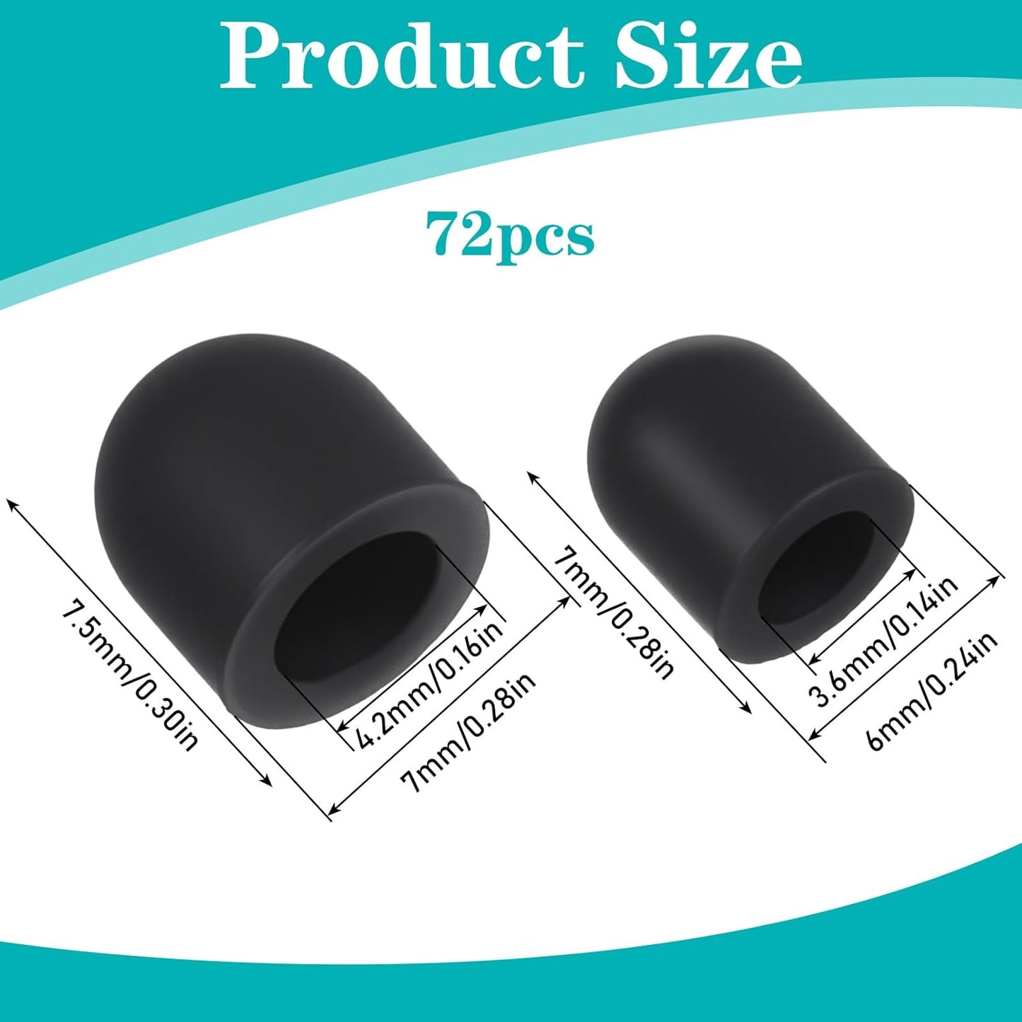 36Pcs Rubber Tips for Stylus Pens, 0.2'' & 0.28'' Universal Stylus Tips, Replacement Soft Nibs for Touch Screen Pen, High Sensitivity, No Scratches