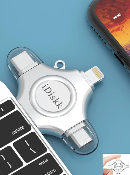 【1T B App*le Certified】iDiskk 1T Photo Memory Stick for iPhone USB Flash Drive for USB-C iPad Android, Samsung USB for iPhone 17/16/15/14/13/13 pro/12/12 pro/12 mini/11/11/Pro/XR/X, Photo Stick for PC