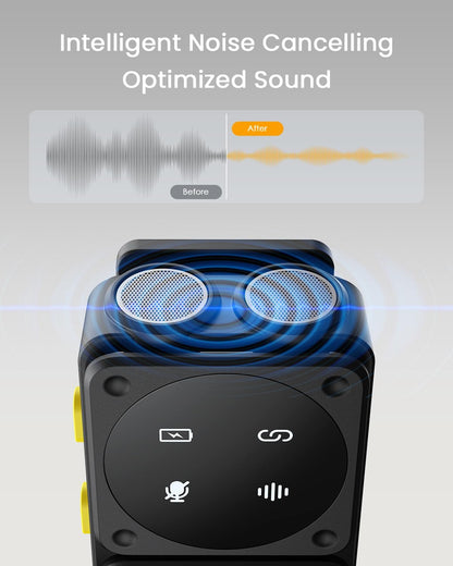 PQRQP Microphone for iPhone/iPad/Android, Mini Microphone with Noise Cancellation, 164ft Transmission, 80H Battery Life with Charging Case, Clip-On Wireless Microphones for YouTube, TikTok, Recording