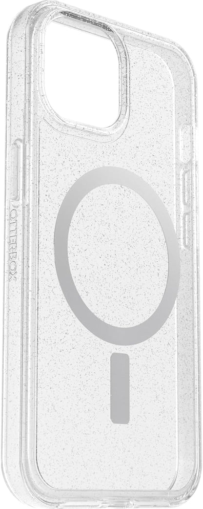 OtterBox iPhone 15, iPhone 14, and iPhone 13 Symmetry Series Clear Case - Stardust (Clear/Silver), Snaps to MagSafe, Ultra-Sleek, Raised Edges Protect Camera & Screen