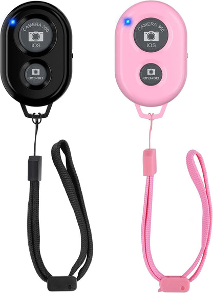 Wireless Camera Remote Shutter for Smartphones (2 Pack), Zttopo Wireless Phone Camera Remote Control Compatible with iPhone/Android Cell Phone - Wrist Strap Included Black&Pink