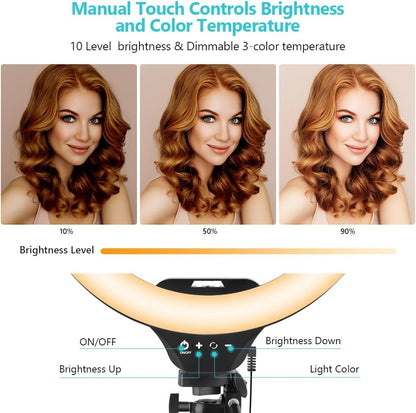Sensyne 14" Ring Light with Tripod Stand, LED Circle Light with Phone Holder, for Photo Selfie, Video Recording, Zoom Meeting