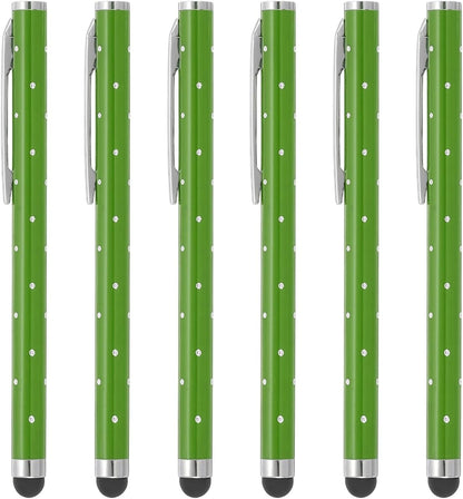 PATIKIL Stylus Pens for Touch Screens, 6 Pcs High Precision Universal Bling Stylus Crystal Metal Capacitive Pen for Touch Screen Devices Phone Tablets Laptop, Green