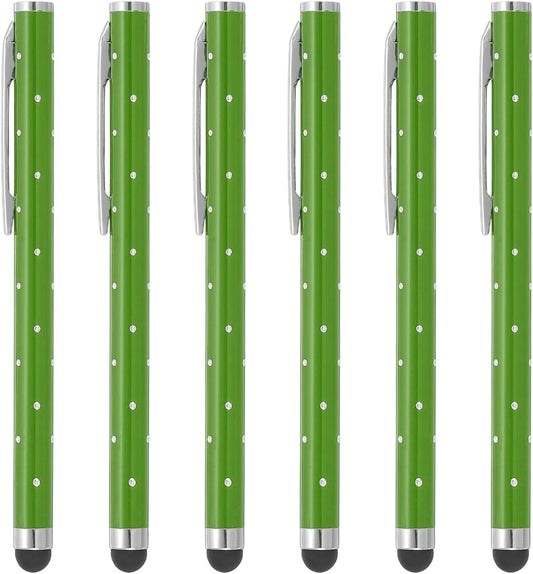 PATIKIL Stylus Pens for Touch Screens, 6 Pcs High Precision Universal Bling Stylus Crystal Metal Capacitive Pen for Touch Screen Devices Phone Tablets Laptop, Green