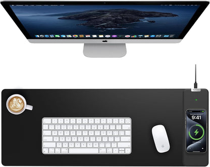 TopMade Wireless Charging Mouse Pad, 31.5"x11.81" XL Large Gaming Mousepad, Waterproof Desk Pad with Ultra-Smooth Surface, Non-Slip Base, Computer Keyboard Mat for MacBook, PC, Laptop
