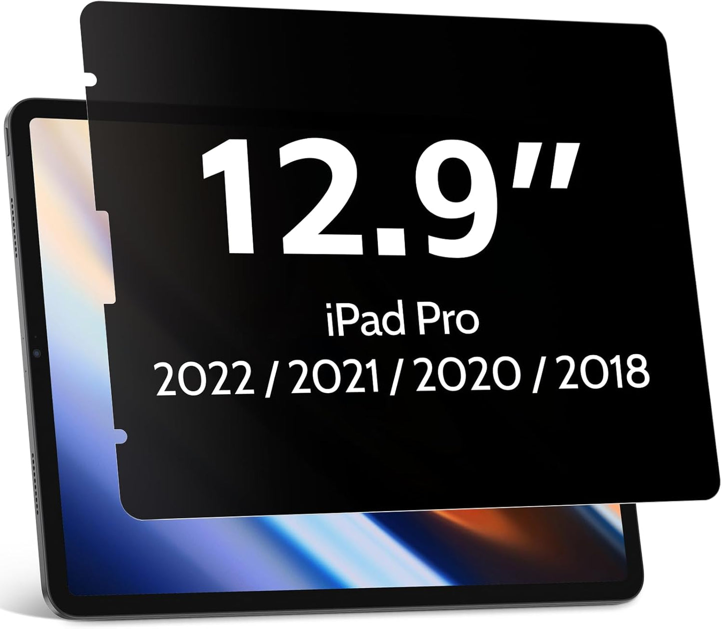 Privacy Screen Protector Compatible with iPad Pro 12.9 Inch 2018 2020 2021 2022, Anti Glare Blue Light Spy Filter Private, High Sensitive Bubble-Free Easy Install Black Security Screen Shield