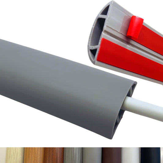 3.3ft Self Adhesive Floor Cord Cover,Heavy Duty Soft PVC Cable Protector and Extension Cord Hider,Cord Management System to Hide Wires on Floor,Cable Cavity:0.61" (W) x 0.32" (H) Gray
