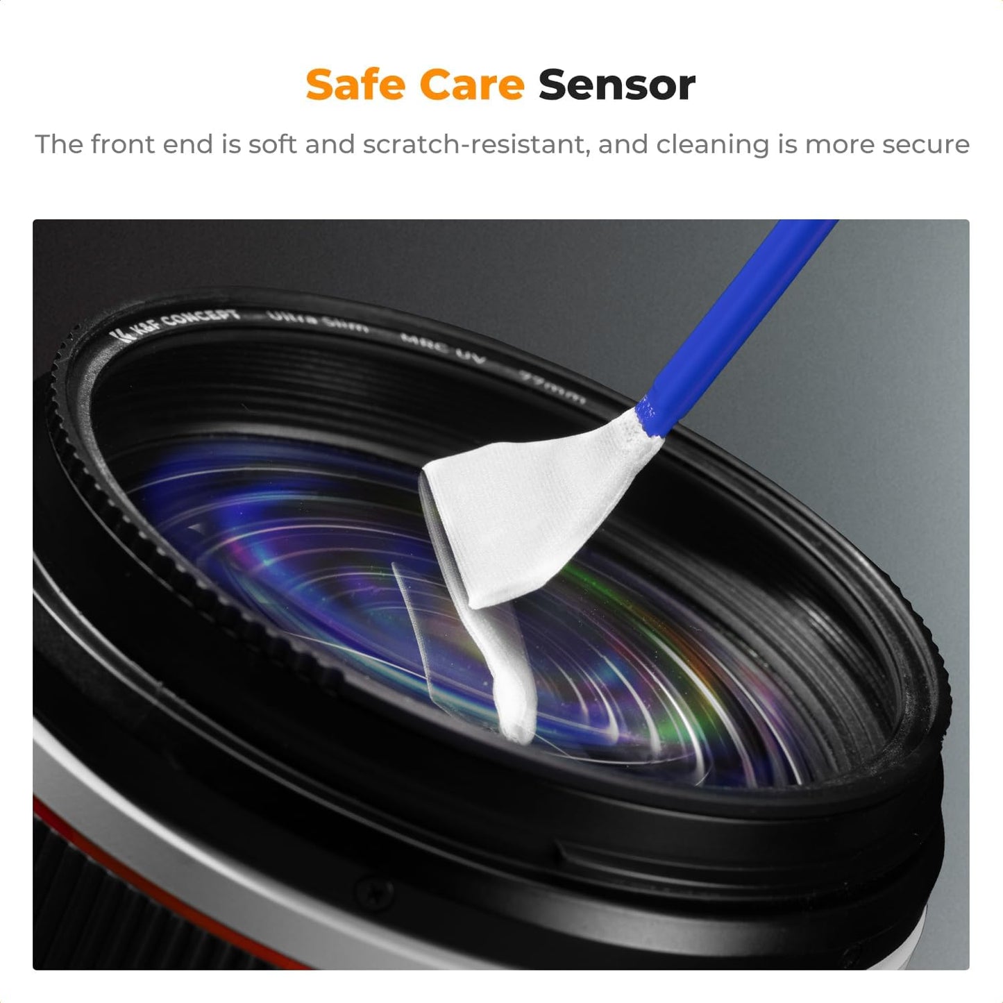 K&F CONCEPT 24mm Full Frame Sensor Cleaning Swab*10 + 20ml Sensor Cleaner, DSLR SLR Digital Camera CMOS and CCD Sensor Cleaning Swab Kits for Nikon Sony Canon Camera Clean