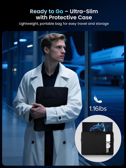 UPERFECT Portable Monitor 18.5-inch 120HZ 100% sRGB 1080P w/VESA & Stand 180° Adjustable Ultra-Slim & Lightweight Frameless FHD FreeSync IPS HDR Gaming Display, Travel Second Monitor for Laptop