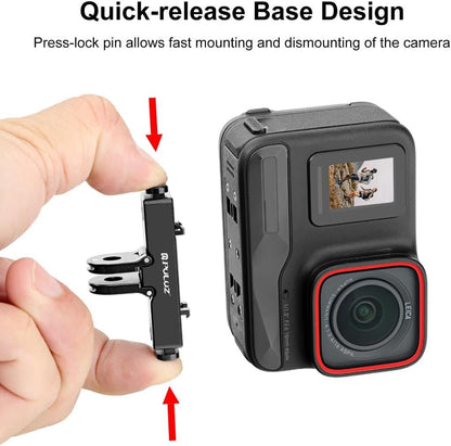 PULUZ Quick Release Base Plate Adapter Bracket for Insta360 X5 / Ace Pro/Pro 2 Cameras - Aviation Aluminum Mount (Black)
