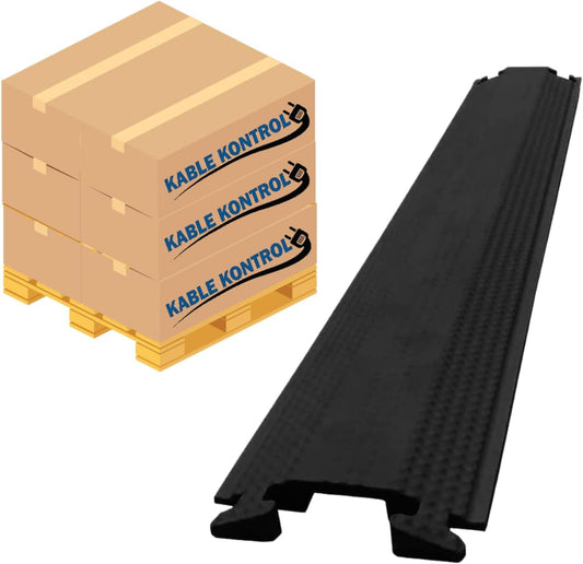 Kable Kontrol Drop Over Floor Cord Cover – 60” Inch Long 1 Channel Cable or Wire Protector – 50 Pcs Bulk Pack - Rubber Ramp for Indoor and Outdoor Use – Black