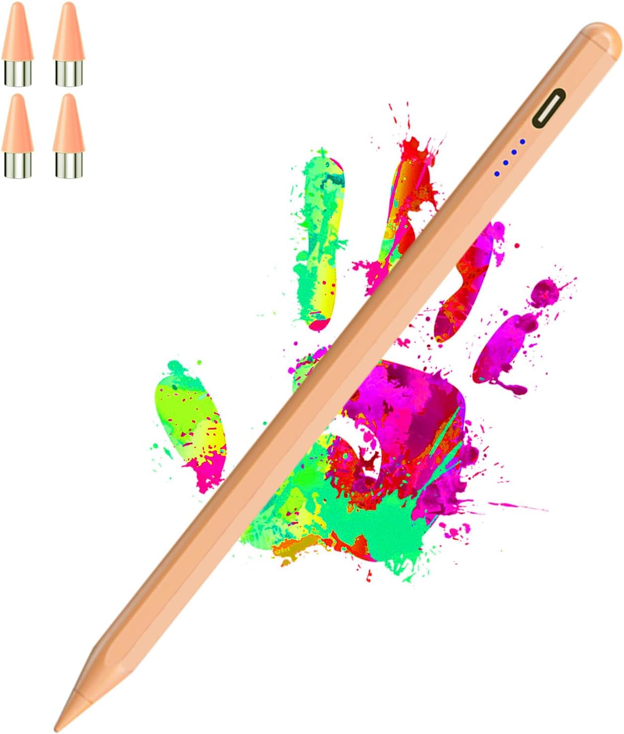 Stylus Pen for Touch Screen, Rechargeable Active Magnetic iPad Pencil UniversalTablet Pencil Stylus Pen for iPad/Pro/Air/Mini/iPhone Samsung/Android and Other Smartphone Devices-Orange