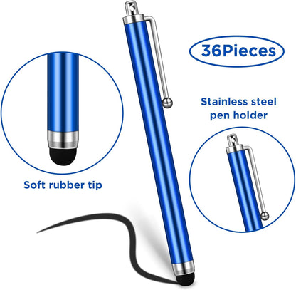 Outus 36 Pcs Stylus Pen for Universal Capacitive Touch Screens Devices, Stylus Pen Compatible with Tablet for Classroom Travel Olders Friendly(Dark Blue,Black)