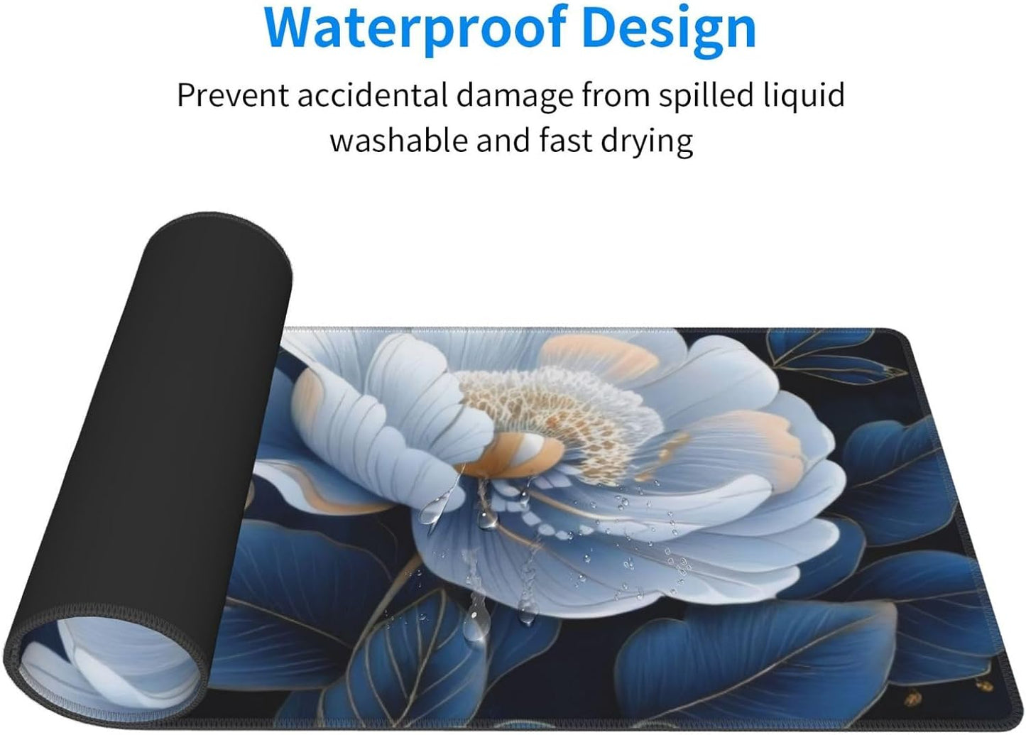 Gaming Mouse Pad, Large Non-Slip Rubber Base Mousepad, Keyboard Mouse Mat, Desk Pad with Stitched Edges, 31.5x11.8inch, Gorgeous Flowers