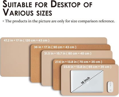 Cork Desk Mat - Dual-Sided Desk Pad for Office and Home - Desk Organization and Accessories - Ideal for Large Mouse Pad and Desk Mats on Top of Desks(Apricot,27.6"x 13.8")
