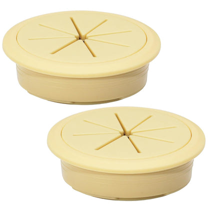 2 Pcs Desk Grommet 3-1/8" / 80 mm, Desk Hole Cover for Cables Beige, Cable Grommet ABS Plastic, Desk Hole Grommet for Home & Office Pc, Detachable Cable Cord Organizer