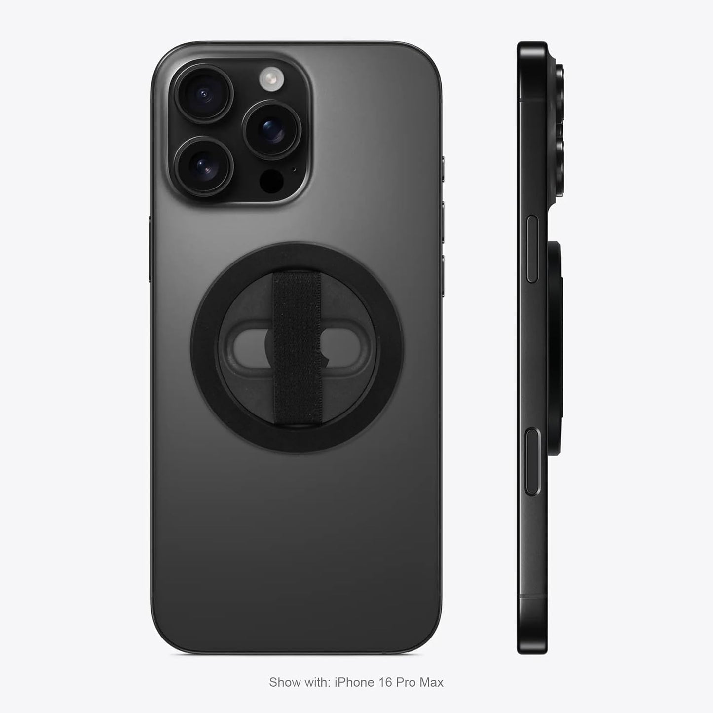 Lite 2 Magnetic Phone Grip, [Elastic Finger Strap] Phone Loop Holder, Compatible with Magsafe Series iPhone 16 15 14 13 12 Pro max, Black