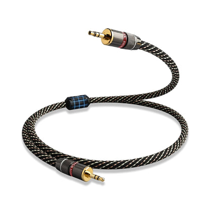 Audiophile HiFi Audio Cable–3.5mm to 3.5mm,6N OFC Core,24K Gold-Plated Plugs,with Nylon Braid,AUX Cable,Compatible with Phone,MP4,Speakers,Amplifiers,TV(3.28ft/1m)