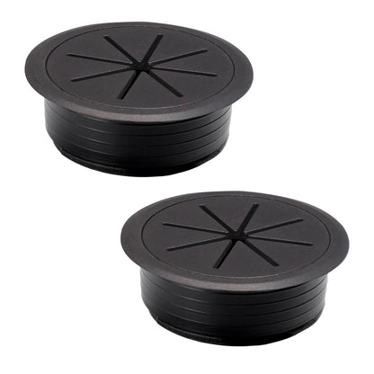 2 Pcs Desk Grommet 2-1/16" / 53 mm, Desk Hole Cover for Cables Black, Cable Grommet ABS Plastic, Desk Hole Grommet for Home & Office Pc, Detachable Cable Cord Organizer
