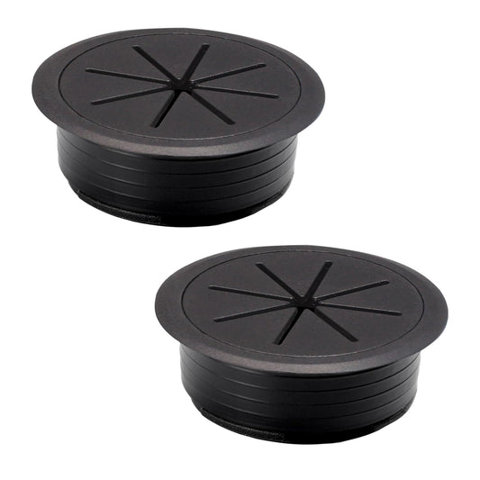 2 Pcs Desk Grommet 2-1/16" / 53 mm, Desk Hole Cover for Cables Black, Cable Grommet ABS Plastic, Desk Hole Grommet for Home & Office Pc, Detachable Cable Cord Organizer