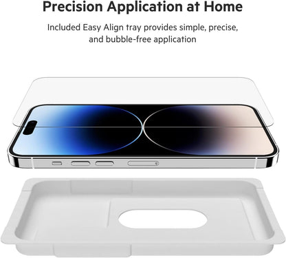 Belkin UltraGlass iPhone 14 Pro Max Screen Protector - Easy Application with Installation Guide Tray - Tempered Glass Screen Protector Compatible with iPhone 14 Pro Max Cases - 9H Hardness Tested