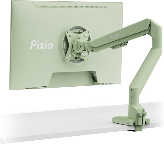 Pixio PS1S Wave Mint Green Single Monitor Arm Stand Desk Mount - Fits up to 32 inches Monitors and up to 19.8lbs. VESA Compatibility and Integrated Cable Management