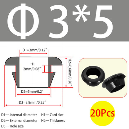 Qrity 20 PCS Rubber Grommets Cable Railing, Car Grommet, Cable Railing Protective Sleeves for Metal Posts, ID 3mm Mount Dia 5mm