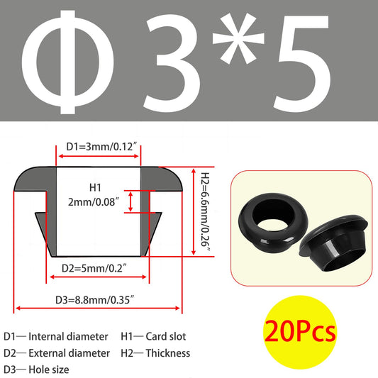 Qrity 20 PCS Rubber Grommets Cable Railing, Car Grommet, Cable Railing Protective Sleeves for Metal Posts, ID 3mm Mount Dia 5mm