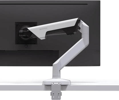 Heavy Duty Monitor Arm Desk Mount for 34 to 49 Inch Ultrawide Curved Flat Monitors, Supports 14 to 38 lbs, Smooth Gas Spring Movement, VESA 75x75/100x100, White, Classic
