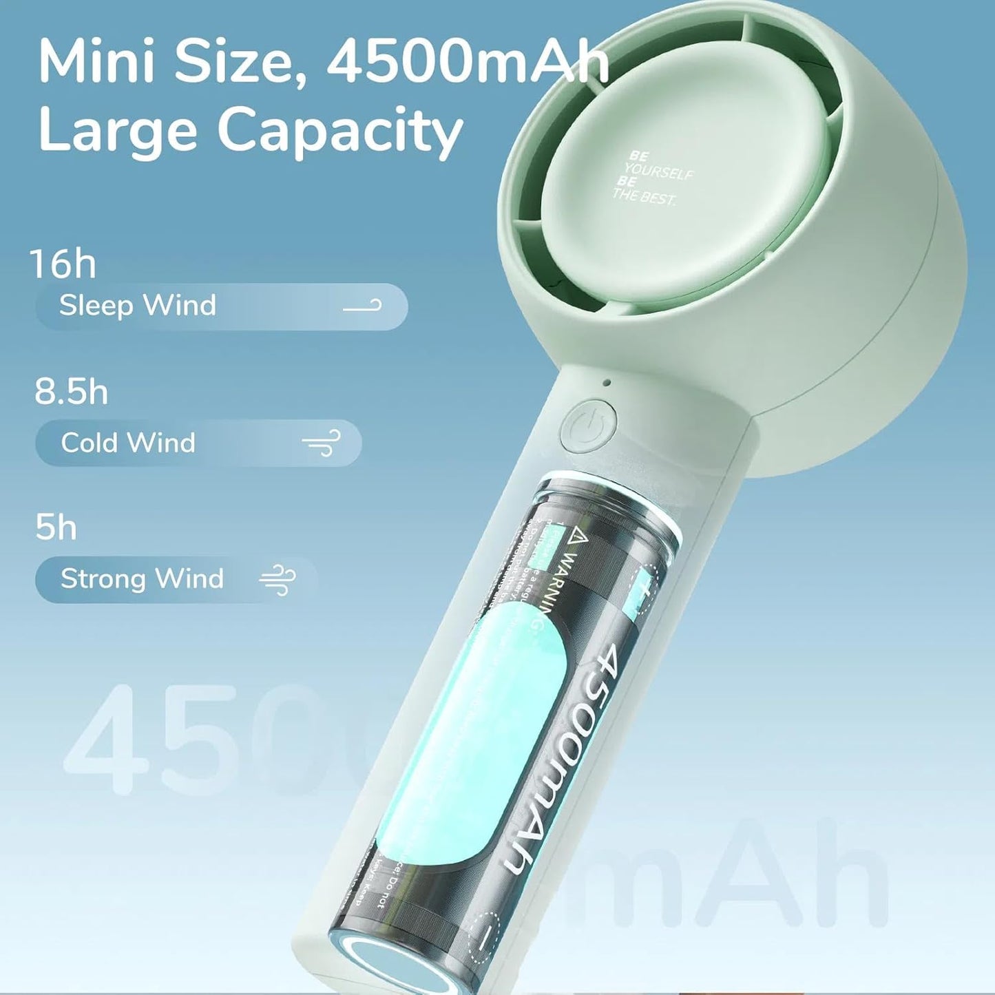 JISULIFE Mini Portable Fan-Bladeless Safe Design, Powerful Turbo Handheld Fan with 5 Speeds, 16Hrs Max Cooling Time，USB Rechargeable, Small Pocket for Travel/Lash, Gifts For Girls/Women