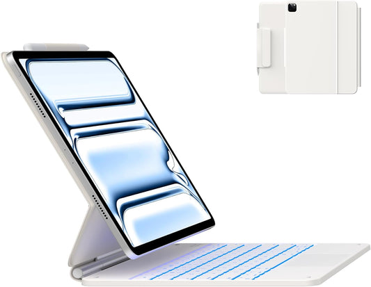 typecase Keyboard Case for iPad Pro 13-inch (M4) 2024,Magic Keyboard with 11 Colors Backlight for iPad Pro 13,Keyboard Case with Pencil Holder,Multi-Touch Trackpad, Easy-Set Magnetic Stand,(White)