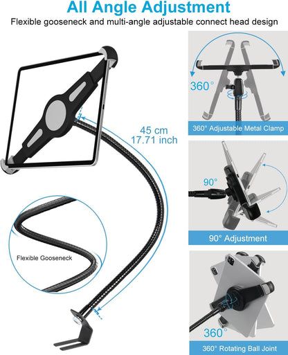 Gooseneck Car/Truck Seat Rail Tablet Holder Mount for 9.5"-14.5" iPad, Heavy Duty Car Floor Bolt Tablet Mount for iPad Pro 11, 12.9/Air, Galaxy Tabs, Surface Pro/Go, Tablets, Other 13" Devices