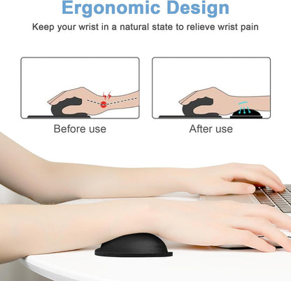 Dapesuom Mouse Wrist Rest, Cute Ergonomic Memory Foam Mouse Wrist for Computer Desk Mats Support, Hand Rest Pad Cushion for Gaming, Office, Laptop, Men, Women, Pain Relief & Easy Typing, Jet Black