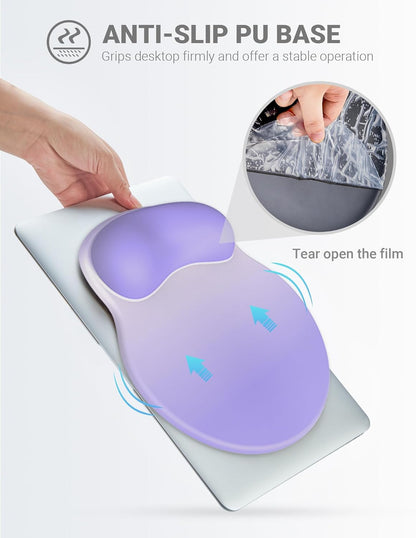 Ergonomic Mouse Pad Wrist Support, Comfortable Mouse Pad Wrist Rest, Relieve Wrist Pain Gel Mouse pad, Non-Slip Rubber Base Mousepad for Laptop, Computer(Gradient Dark Purple)