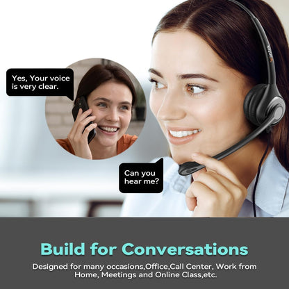 Headset wtih Mic, USB Headset with Microphone for PC, Computer Headset with Noise Canceling Microphone with Mute for Home Office Online Skype Zoom Meetings