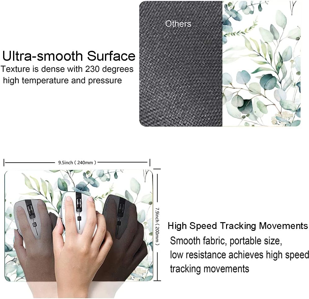 Mouse Pad, Premium-Textured Mouse Mat, Non-Slip Rubber Base Mousepad for Laptop, Computer & PC,9.5×7.9 in, Green Grass