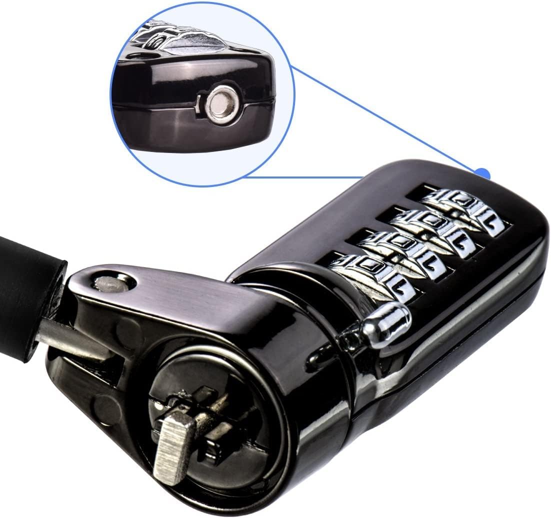 I3C Laptop Cable Lock 4 Digital Combination Lock Security Computer Cable Lock Anti Theft Combination Lock Compatible for Tablet Laptop (2 Packs)